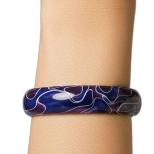 Purple and White Swirl Bangle Bracelet  see measurements